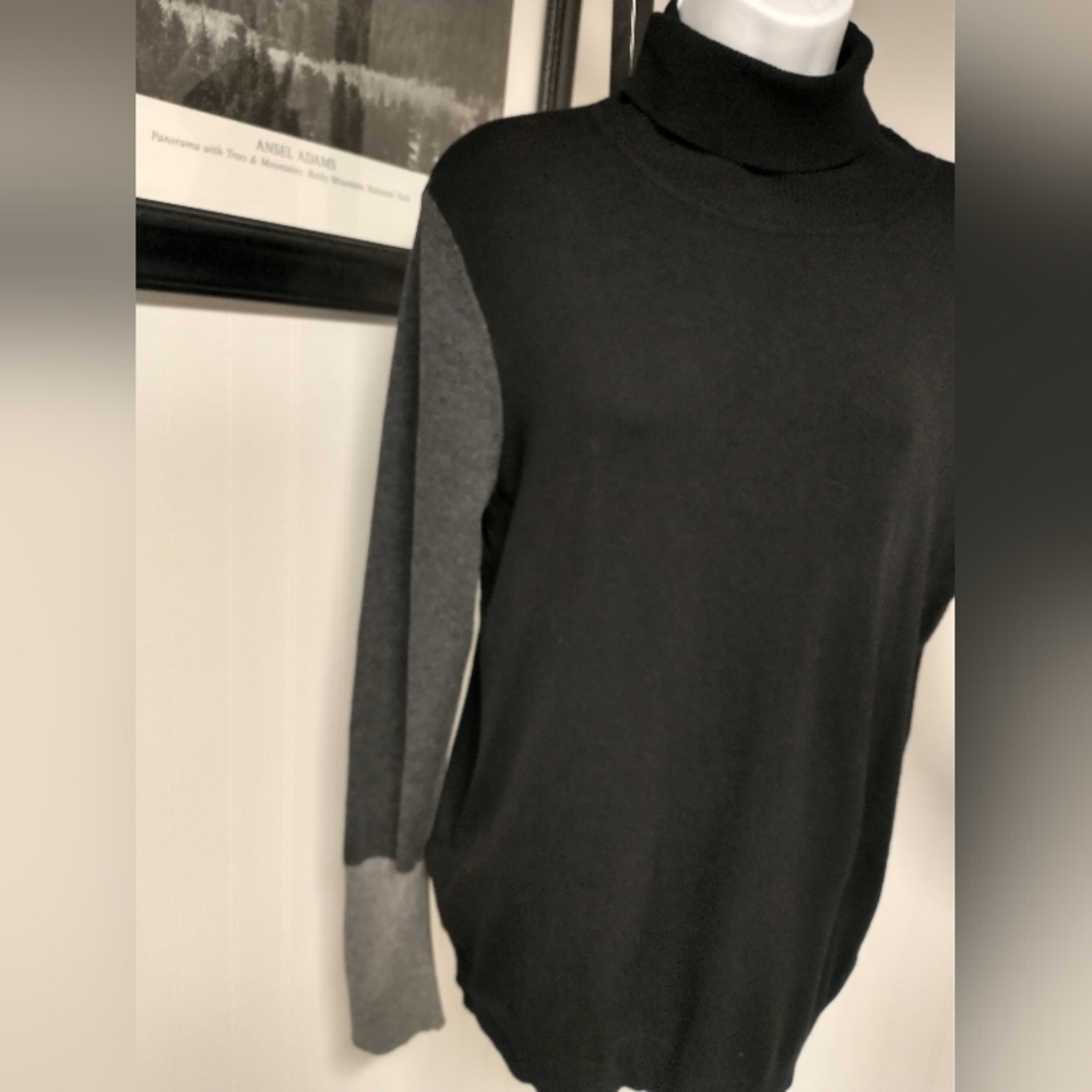 Apt 9 Color Block Turtleneck Long Sleeve Black Sh… - image 3